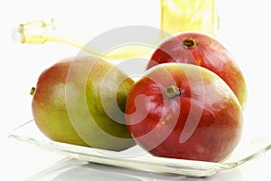 Mangos from Brazil in fruit bowl