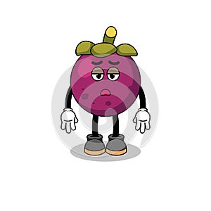 mangosteen cartoon with fatigue gesture