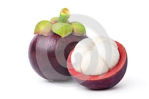 Mangosteen with cut in half