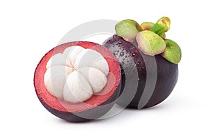 Mangosteen with cut in half