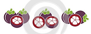 Mangosteen fruit logo. Isolated mangosteen fruit on white background