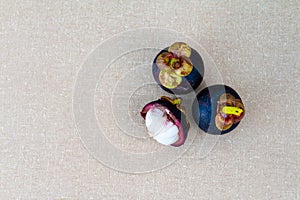 Mangosteen fruit on the table