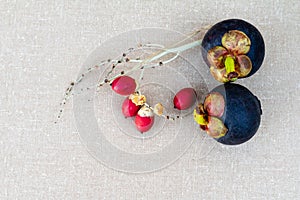 Mangosteen fruit on the table