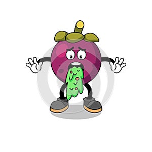 mangosteen mascot cartoon vomiting