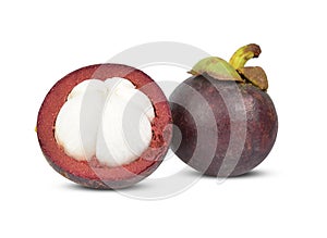 Mangosteen and slice mangosteen isoolated on white background