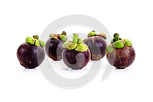 Mangosteen on white background. Queen of friuts