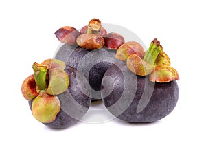 Mangosteens isolated on white background