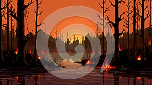 Mangrove Forest Firefighting: Retro 8-bit Style Environmental Art