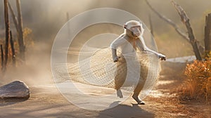 Mangrove Island Monkey In Net Dress: A Celebration Of Rural Life