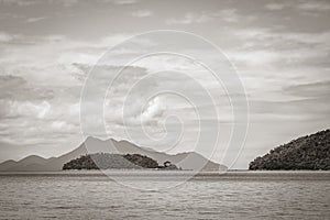 Mangrove and Pouso beach on tropical island Ilha Grande Brazil