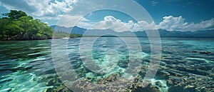 Mangrove shadows in Komodo National Park provide diverse marine habitat. Concept Marine