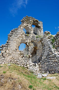 Mangup Kale, a historic fortress in Crimea, located on a plateau near  Sevastopol ancient Chersones