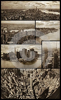 Manhattan aerial views on grunge