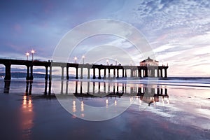 Manhattan Beach Pier After Nightfall Wide