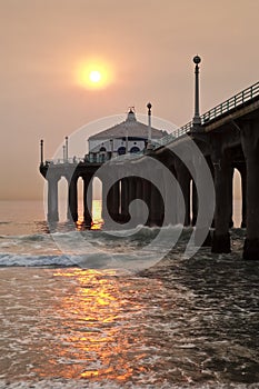 Manhattan Beach Pier Smokey Sunset