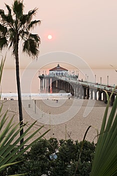 Manhattan Beach Pier Smokey Sunset