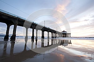 Manhattan Beach Pier Sunset Wide angle