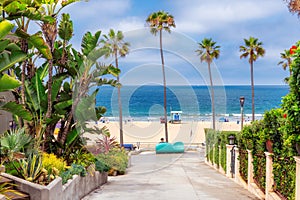 Manhattan Beach at sunny day time in Southern California in Los Angeles.