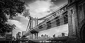 Manhattan Bridge In Black And White