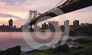 Manhattan Bridge from Brooklyn near sunset