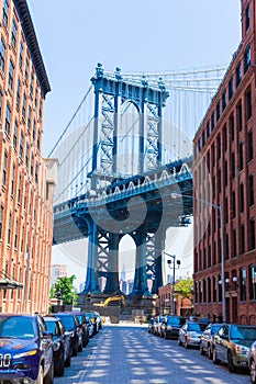 Manhattan Bridge at Brooklyn street New York US