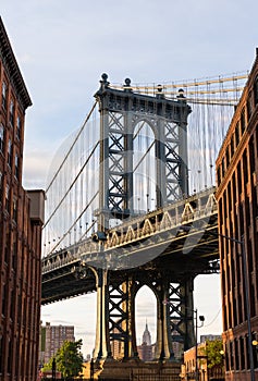 Manhattan Bridge at Brooklyn street New York US