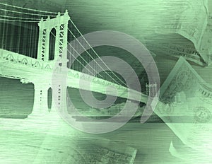 Manhattan bridge and dollars