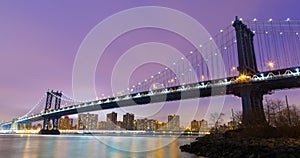 Manhattan bridge at dusk, New York City.