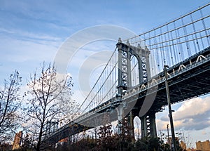 Manhattan Bridge and Manhattan Skyline seen from Dumbo in Brooklyn - New York, USA