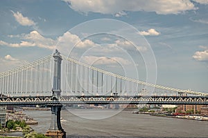 manhattan bridge in new york. architecture of historic bridge in manhattan. bridge connecting Lower Manhattan with