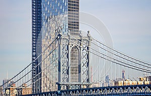The Manhattan Bridge in New York City, New York USA