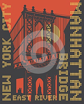 Manhattan bridge, New York city, silhouette