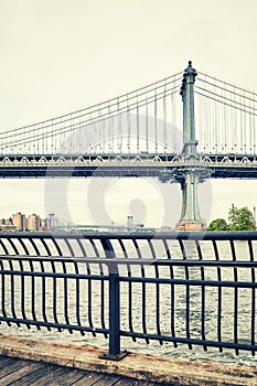 Manhattan Bridge in New York City, USA.