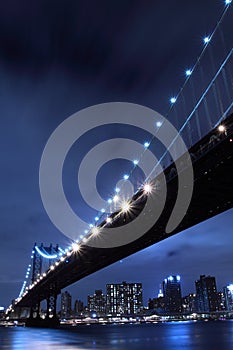 Manhattan Bridge At Night