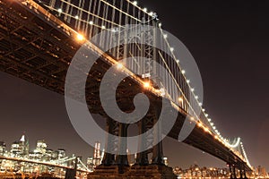 Manhattan Bridge At Night