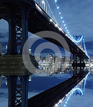 Manhattan Bridge At Night