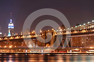 Manhattan Bridge At Night