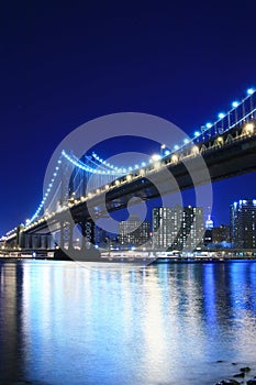 Manhattan Bridge At Night