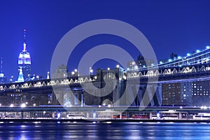 Manhattan Bridge At Night