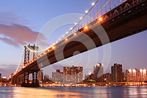 Manhattan Bridge At Night