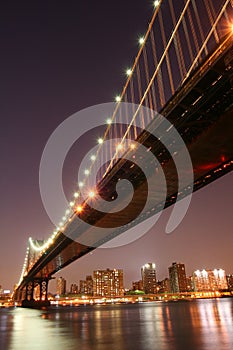 Manhattan Bridge At Night