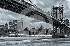 Manhattan Bridge at night. New York