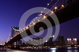 Manhattan Bridge At Night, New York City