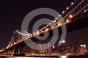 Manhattan Bridge At Night, New York City