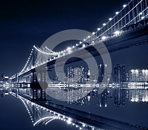 Manhattan Bridge At Night, New York City