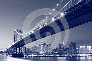 Manhattan Bridge At Night, New York City