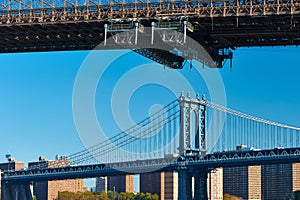 Manhattan Bridge and skyline in New York