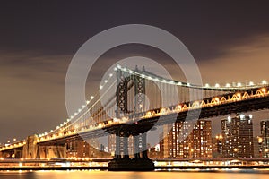 Manhattan Bridge and skyline at Night