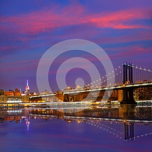 Manhattan Bridge sunset New York NY NYC USA