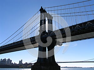 Manhattan Bridge Western Tower, Backlit by Afternoon Sun